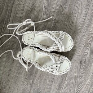Valentino Garavani Rope Leather Lace Up Sandals